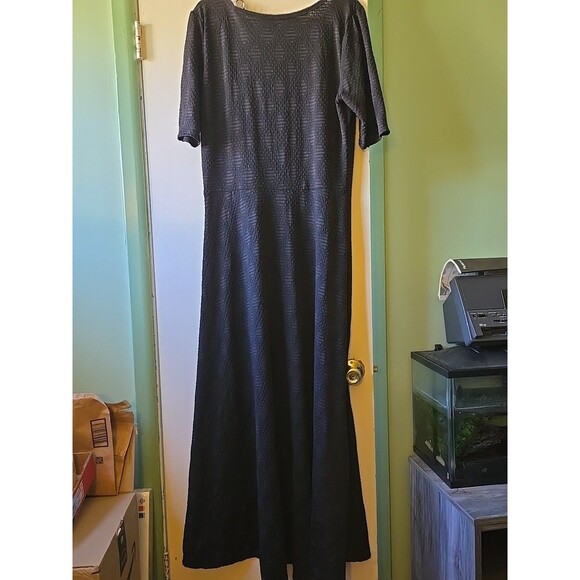 WOMEN'S LULAROE SHORT SLEEVE MAXI DRESS SIZE 3XL Plus Size Long Dress Black - Picture 6 of 8